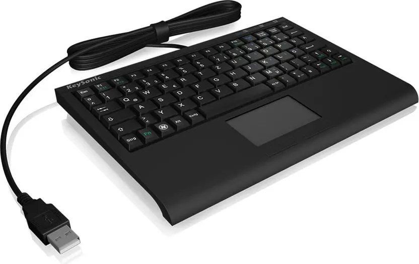 Tastierë mini KeySonic ACK-3410 me touchpad, USB, QWERTZ, e zezë - 2