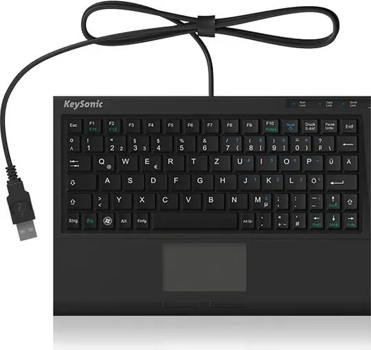 Tastierë mini KeySonic ACK-3410 me touchpad, USB, QWERTZ, e zezë - 4