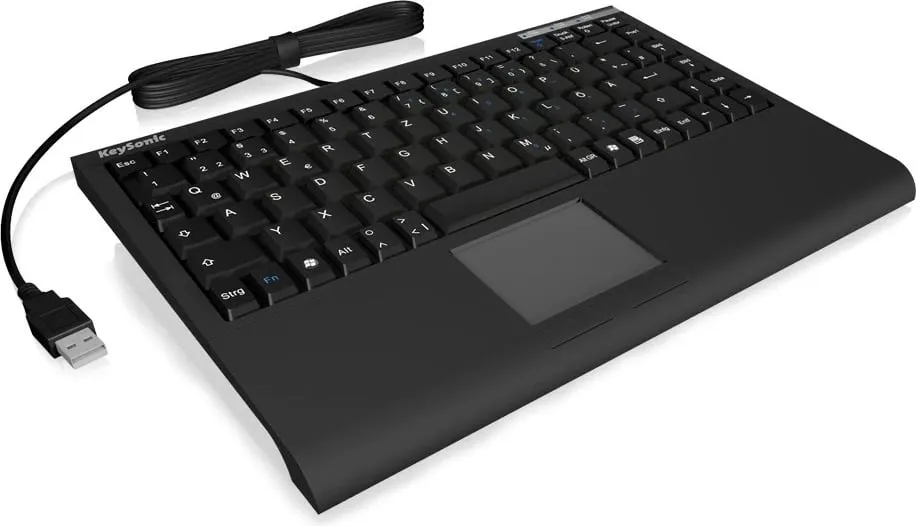 Tastierë mini KeySonic ACK-540U+, me touchpad, USB, QWERTZ, e zezë - 2