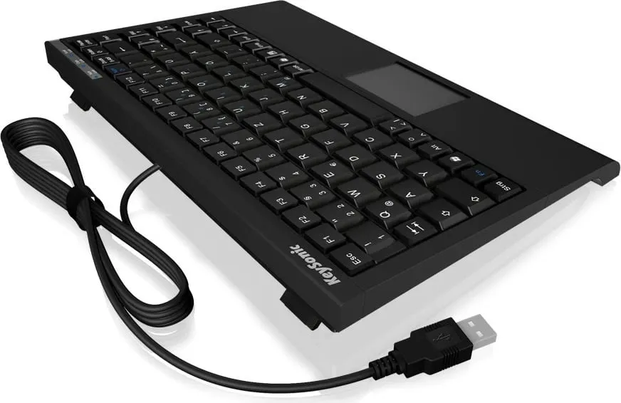 Tastierë mini KeySonic ACK-540U+, me touchpad, USB, QWERTZ, e zezë - 3