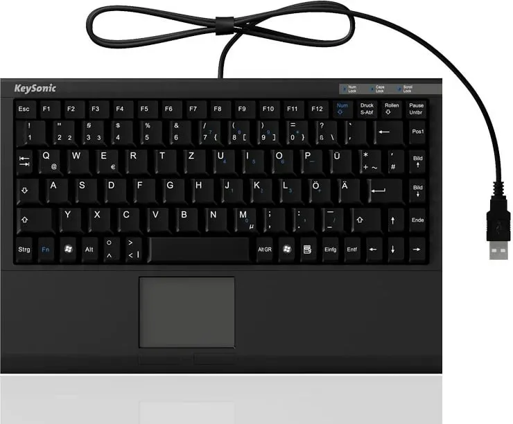 Tastierë mini KeySonic ACK-540U+, me touchpad, USB, QWERTZ, e zezë - 5