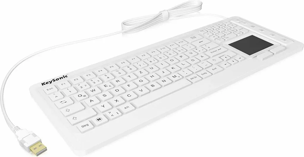 Tastierë KeySonic KSK-6231INEL, full-size, USB, QWERTZ, touchpad, e bardhë - 1