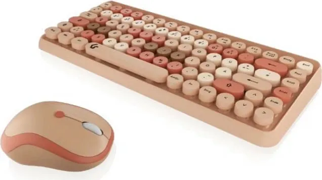 Set tastierë & maus KeySonic KSKM-5200M-RF, wireless, QWERTZ, 86 taste, bezhë/kafe/rozë - 1