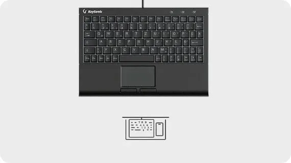 Kasë tastierë KeySonic KSK-3211ELU, QWERTZ, LED, touchpad, e zezë - 3