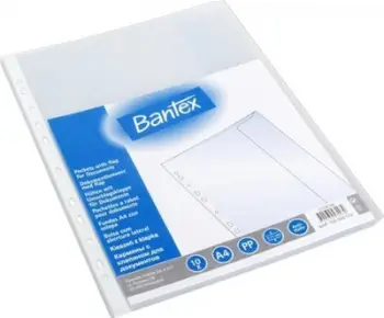 Fletë mbrojtëse plastike Bantex A4, 110 mikron, 10 copë, transparente