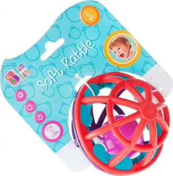 Top lodër BamBam Rattle Ball, me zile, shumëngjyrësh