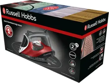 Hekur me avull Russell Hobbs One Temperature 25090-56, teknologji One Temperature, taban i lëmuar, i kuq