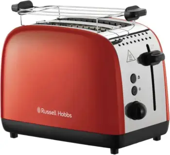 Toster, Russell Hobbs, Colours Plus 2S 26554-56, 2 slote të gjera, 1600W, 6 nivele pjekjeje, i kuq