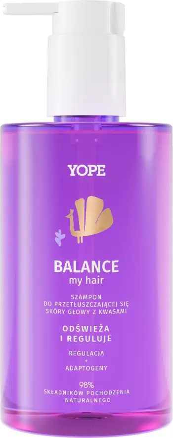 Shampo për flokë Yope Balance My Hair, për skalp të yndyrshëm, me acide, 300ml