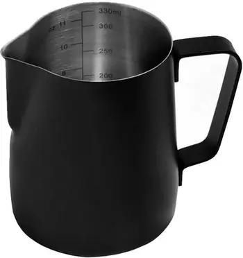 Gota për shkumëzim qumështi pa markë, 330ml, me shkallë matëse, e zezë