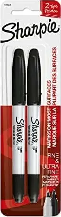 Marker permanent Sharpie Ultra Fine, majë ekstra e hollë, set 2 copë, i zi
