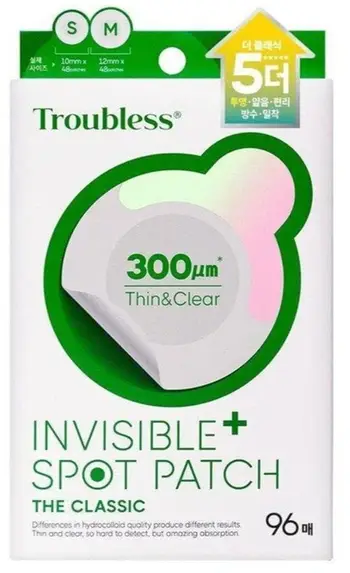 Arna për puçrra Troubless Invisible Spot Patch Plus The Classic për femra, 96 copë