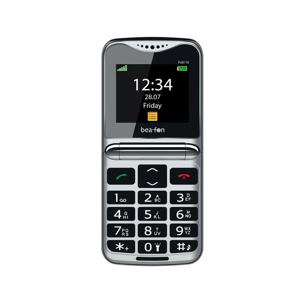 Beafon Fold 10 Silver Line / Big-Button Flip Phone – Zi/Argjend - 1