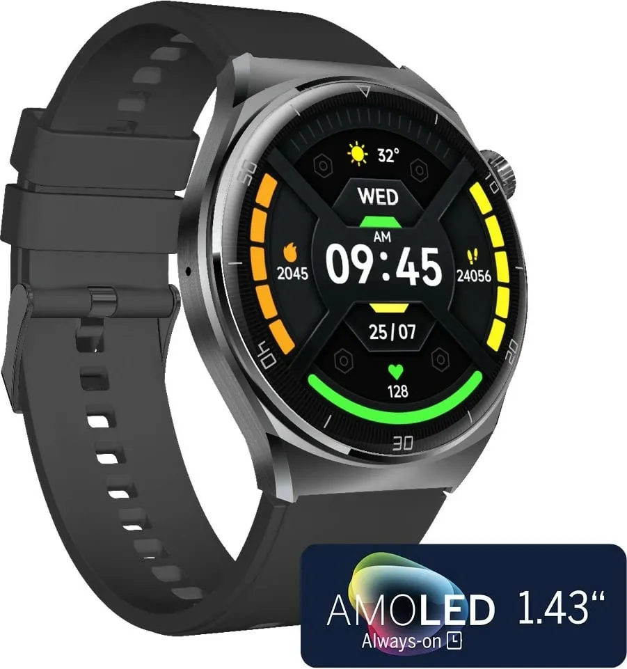Smartwatch bea-fon 401, 1.43" AMOLED, GPS, 42g, e zezë-argjendtë - 3