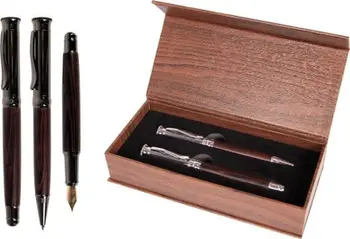 Set shkrimi Cresco Impressive, stilolaps me pendë, stilolaps ballpoint, kafe e errët