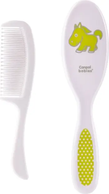 Set furçë flokësh dhe krehër për fëmijë Canpol Babies jeshile 2 copë