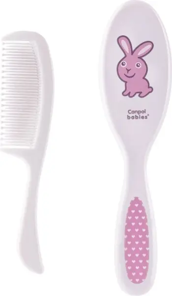 Set furçe dhe krehër për fëmijë Canpol Babies, rozë, 2 copë