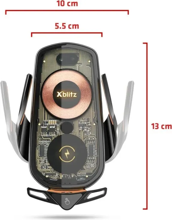 Mbajtës automatik Xblitz FX6 EXCLUSIVE për celular/tablet, me karikim wireless, i zi - 1