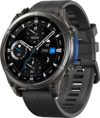 Smartwatch, Zeblaze, Vibe 8 Abyss, 1.43\" AMOLED Always-on, thirrje me Bluetooth, MIL-STD 810H, IP69K/5 ATM, 500 mAh, e zezë