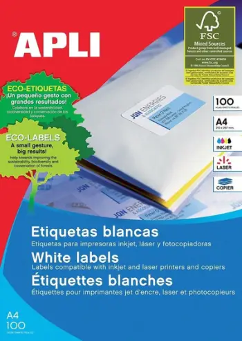 Etiketa Apli Universal APLI 105 x 57 mm, 100 copë, të bardha
