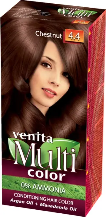 Ngjyrë flokësh Venita Multi Color 4.4, pa amoniak, chestnut brown, kafe gështenje