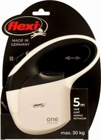 Litar automatik për qen FLEXI One for All, 5m, Bardhë - Zi