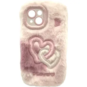 Aksesorë për telefon RealPower / Flauschi 2 / Soft Plush Case / iPhone 15 – Bardhë-Rozë