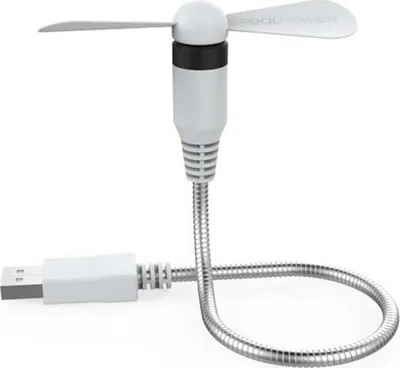 Ventilator USB RealPower Mini, fleksibël, USB A, i bardhë - 1