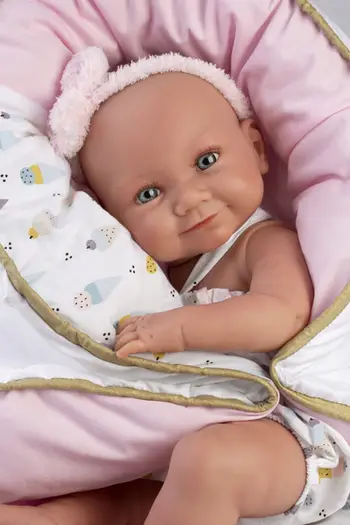 Kukull Llorens Nica Vinyl Baby Doll, 40 cm, me playpen