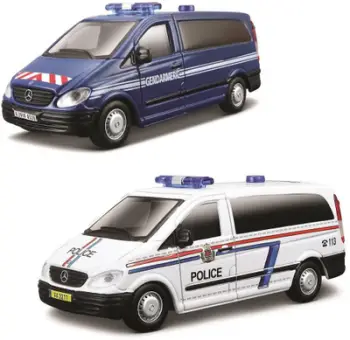 Makinë lodër Bburago Mercedes Vito Police, e kaltër/e bardhë