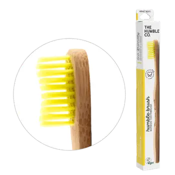 Brushë për të rritur The Humble Co., bambu, me fije të buta, verdhë