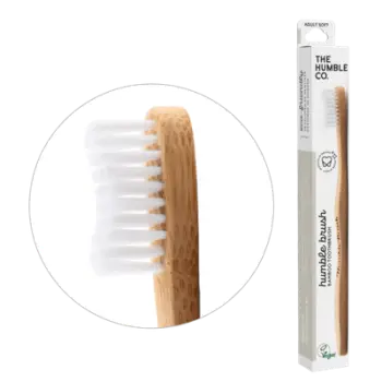 Brushë për të rritur The Humble Co., bambu, me fije të buta, bardhë