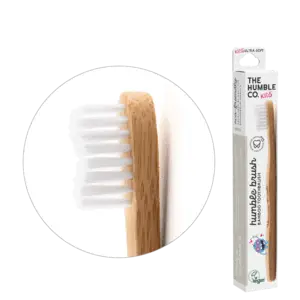 Brushë për fëmijë The Humble Co., bambu, 2-8 vjet, e bardhë/kaftë