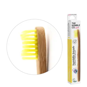 Brushë për fëmijë (2-8 vjet) The Humble Co., bambu, me fije shumë të buta, verdhë