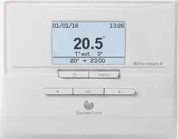 Telekomandë radio Saunier Duval MiPro Remote R, lidhje eBUS, ekran me orar programues, e bardhë