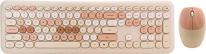 Set tastierë + maus wireless MOFII SMK-666395AG, 2.4G, bezhë/kafe - 1