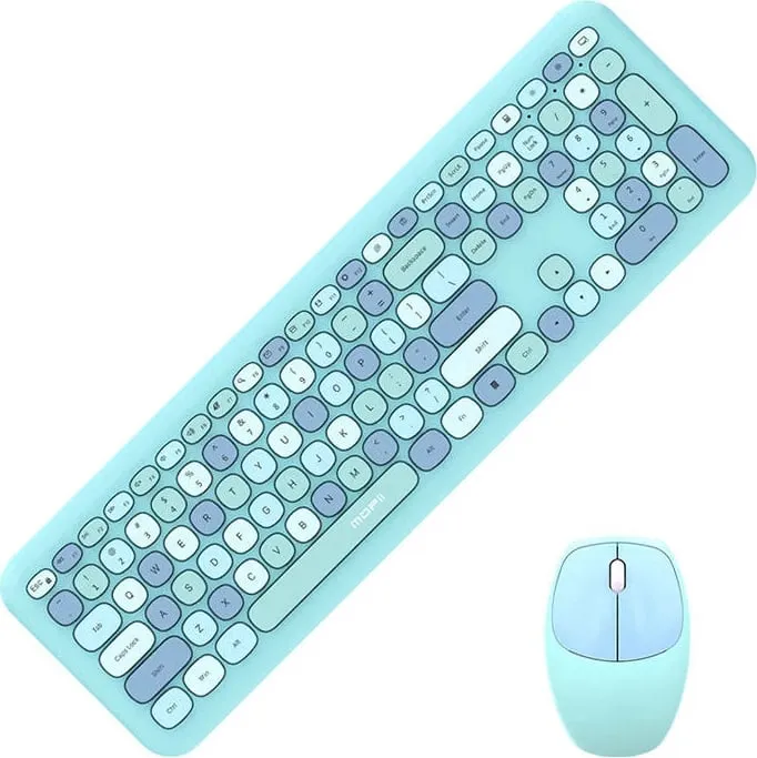 Set tastierë + maus wireless MOFII SMK-666395AG, Membranë, 112 taste, 1200 DPI, Kaltër - 1