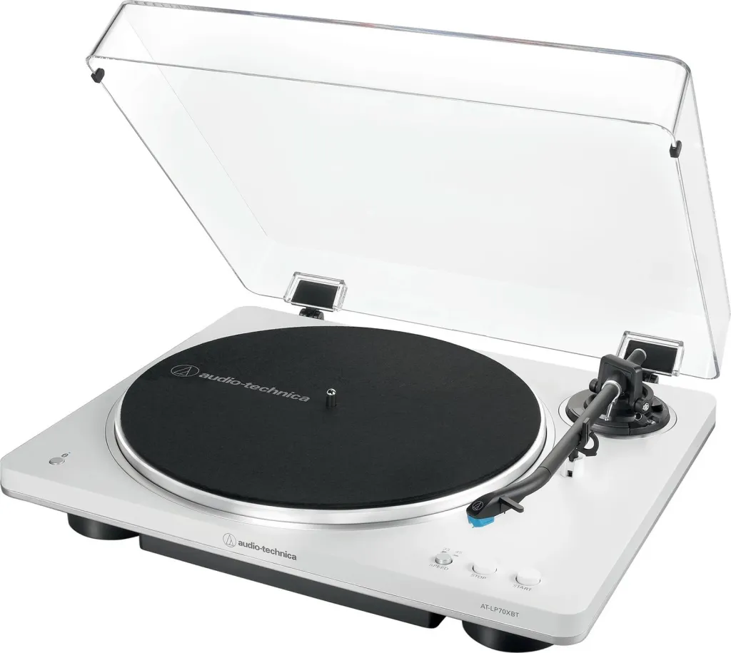 Gramafon audio-technica AT-LP70XBTWS, Bluetooth, phono i integrum, bardhë/argjendtë - 1