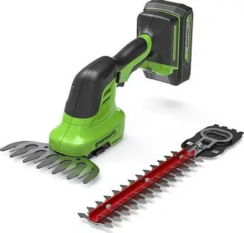 Gërshërë bari dhe shkurresh Greenworks G24SHTK2, 24V, set me bateri 2Ah dhe karikues, jeshile