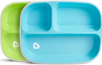 Set pjata ushqimi për fëmijë Munchkin Splash Toddler Divided Plates, kaltër/gjelbër