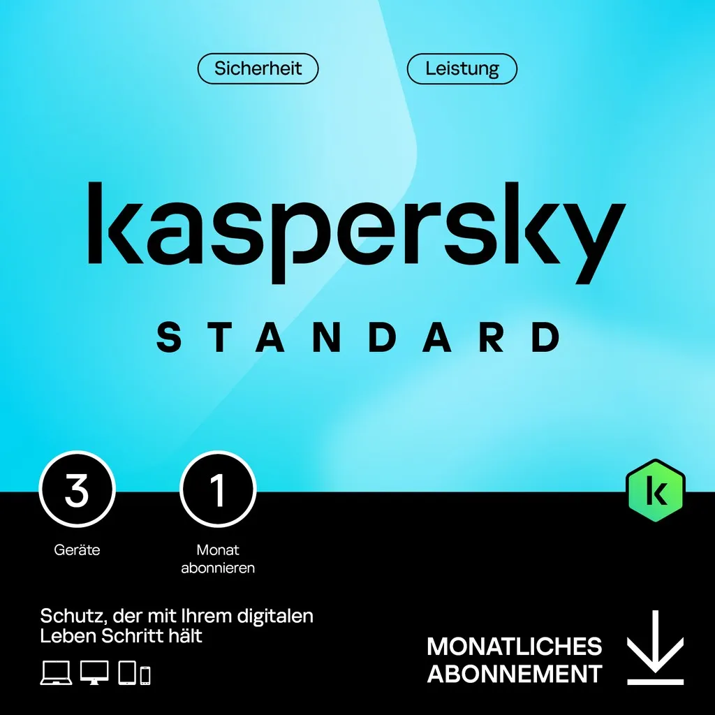 Software për Siguri Kaspersky Standard Mobile – 3 Device. 1 Month – Subscription (ABO) – ESD-DownloadESD - 1