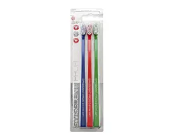 Furça dhëmbësh Swissdent Extra Soft 2+1, kaltër/kuqe/gjelbër