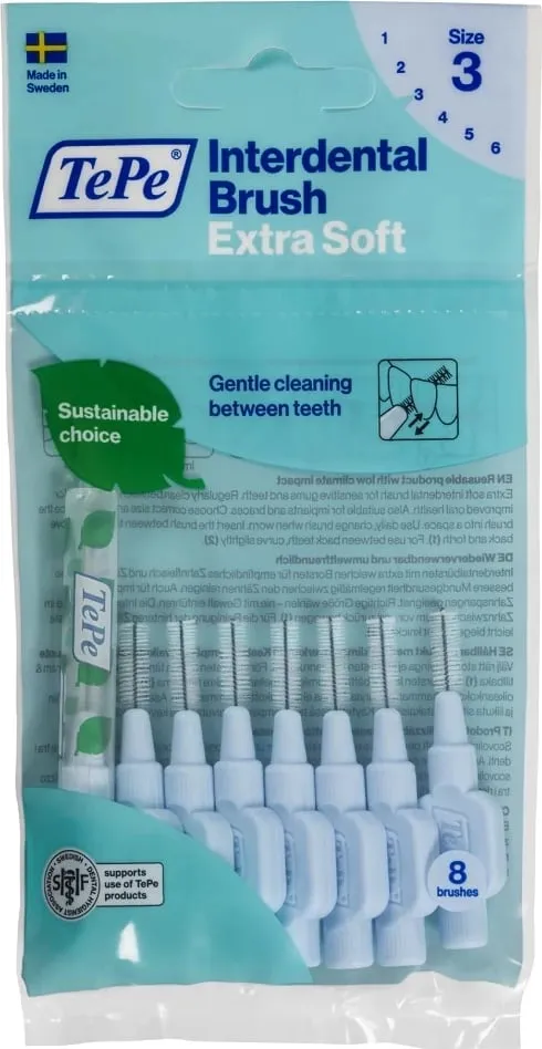 Furça interdentale TePe Extra Soft 0.6mm blu e çelët 8 copë - 1