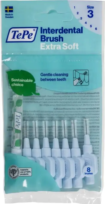 Furça interdentale TePe Extra Soft 0.6mm blu e çelët 8 copë