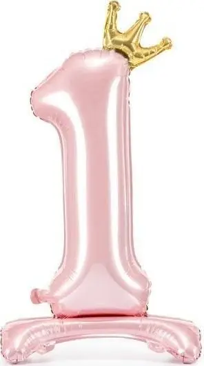 Balon qëndrus PartyDeco numri 1, 84cm, rozë e çelët