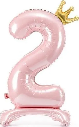 Balon dekorativ PartyDeco numri 2, 84cm, rozë e çelët - 1