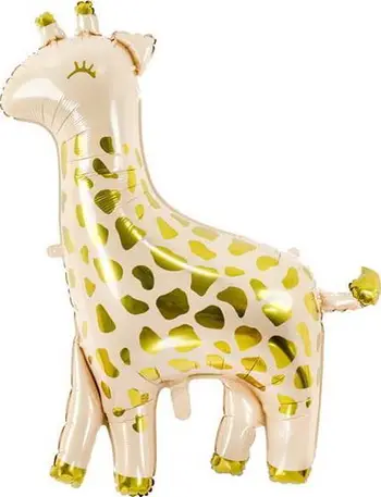 Balonë folje PartyDeco Giraffe, 80x102cm, krem me ari
