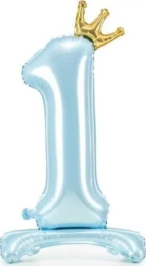 Balon qëndror PartyDeco numri 1, 84cm, folie metalike, bojëqielli