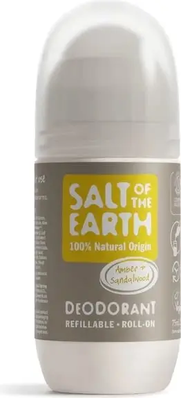Deodorant natyral Salt of Earth's Amber & Sandalwood Roll-On, 75 ml