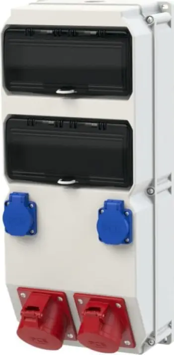 Panel shpërndarës fiks PCE SZUBIN 9025512, 32A 5p dhe 16A 5p, IP44, gri
